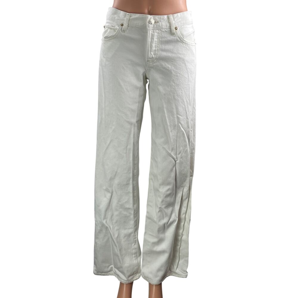 Amelia Gray X Frame Women's White Relaxed Fit Wide Leg Denim Jeans Pants Size 25